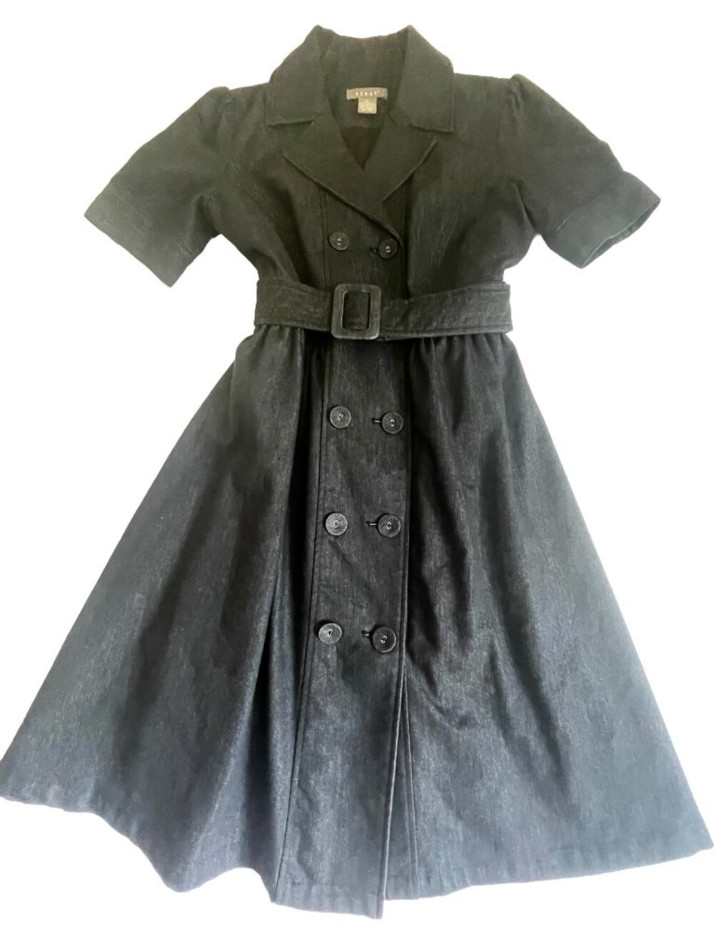 Kenar Navy Belted Fit & Flare Shirt Dress Size 6